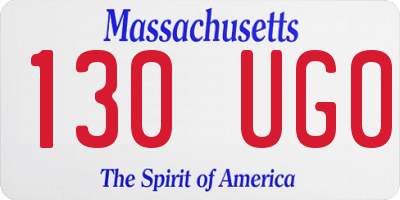 MA license plate 130UG0