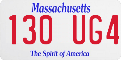 MA license plate 130UG4