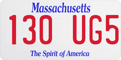 MA license plate 130UG5