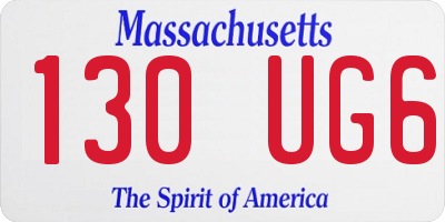 MA license plate 130UG6