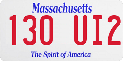 MA license plate 130UI2
