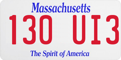 MA license plate 130UI3
