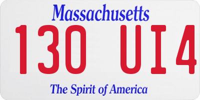 MA license plate 130UI4
