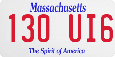 MA license plate 130UI6