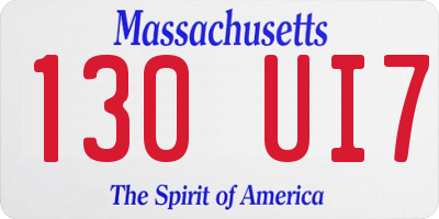 MA license plate 130UI7