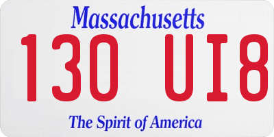 MA license plate 130UI8