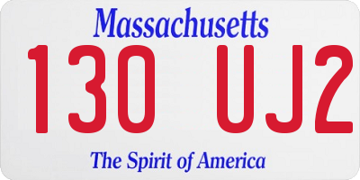 MA license plate 130UJ2