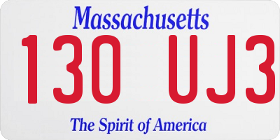 MA license plate 130UJ3