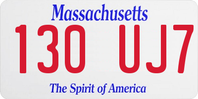 MA license plate 130UJ7