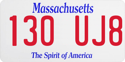 MA license plate 130UJ8