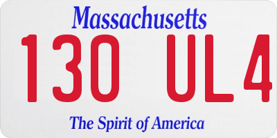 MA license plate 130UL4