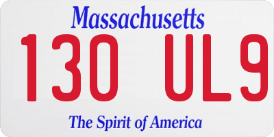 MA license plate 130UL9