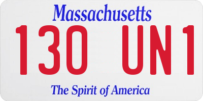 MA license plate 130UN1