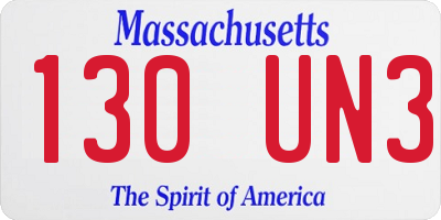 MA license plate 130UN3
