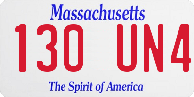 MA license plate 130UN4