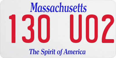MA license plate 130UO2