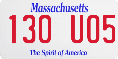 MA license plate 130UO5