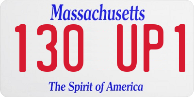 MA license plate 130UP1