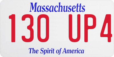 MA license plate 130UP4