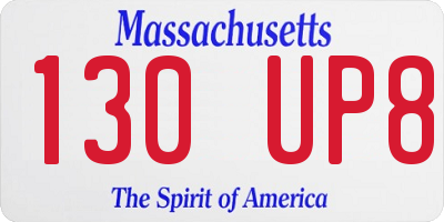 MA license plate 130UP8