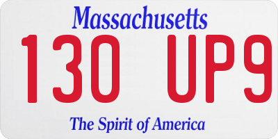 MA license plate 130UP9