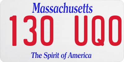 MA license plate 130UQ0