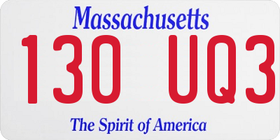 MA license plate 130UQ3