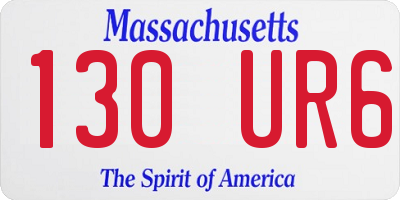 MA license plate 130UR6