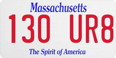 MA license plate 130UR8