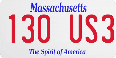 MA license plate 130US3