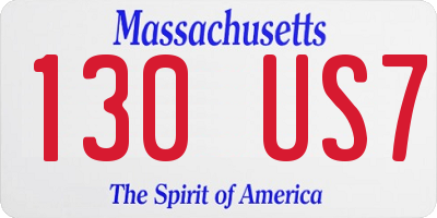 MA license plate 130US7