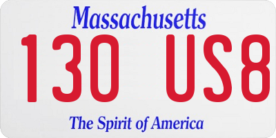 MA license plate 130US8