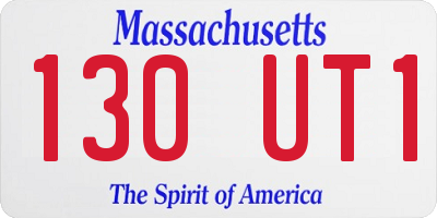 MA license plate 130UT1