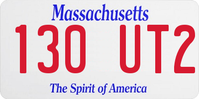 MA license plate 130UT2