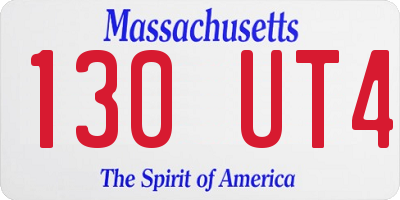 MA license plate 130UT4