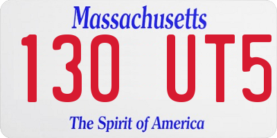 MA license plate 130UT5