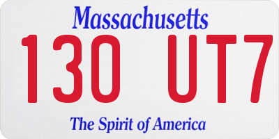 MA license plate 130UT7