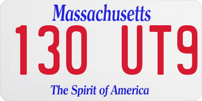 MA license plate 130UT9