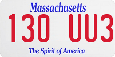 MA license plate 130UU3