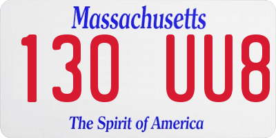 MA license plate 130UU8
