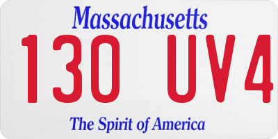 MA license plate 130UV4