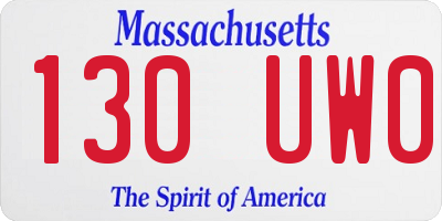 MA license plate 130UW0