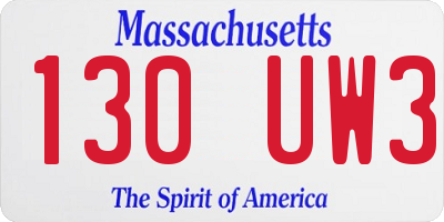 MA license plate 130UW3