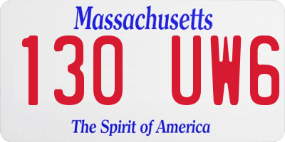 MA license plate 130UW6