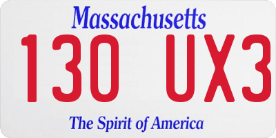 MA license plate 130UX3