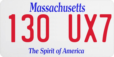 MA license plate 130UX7