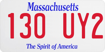 MA license plate 130UY2