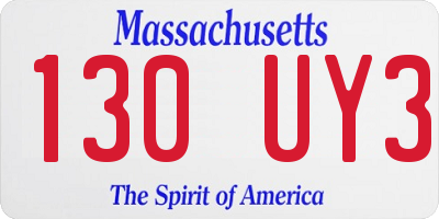 MA license plate 130UY3