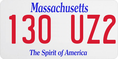 MA license plate 130UZ2