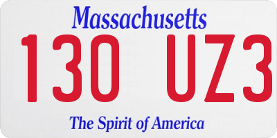 MA license plate 130UZ3